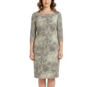 J. McLaughlin Womens Beige Black Animal Print Catalina Cloth Sheath Dress Size M